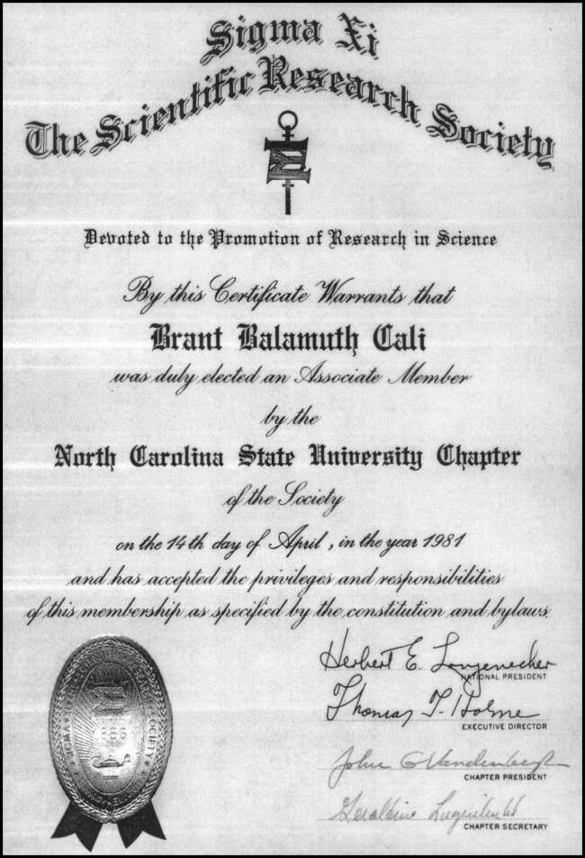 Sigma Xi Certificate